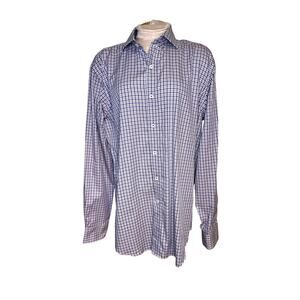 BUGATCHI Men's Blue Tan Long Sleeve Button‎ Up Shirt Size L Large